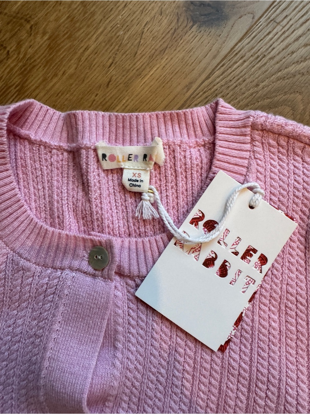 Roller Rabbit Light Pink Knit Button-Front Cardigan - Picture 3 of 3